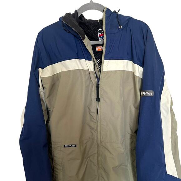Sessions Men’s Vintage 90s Ski Jacket Beige Blue Size Large - Picture 4 of 10